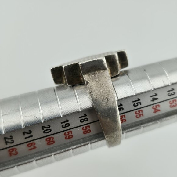 Sterling Silver Ring Mid Century Brutalist Abstract Native M.R Mexico Size 8 - Picture 3 of 14